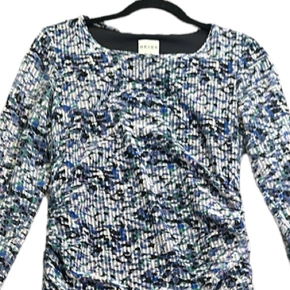 Reiss floral print multi color mash bodycon long sleeve mini dress size 8 Fariy - Picture 13 of 14